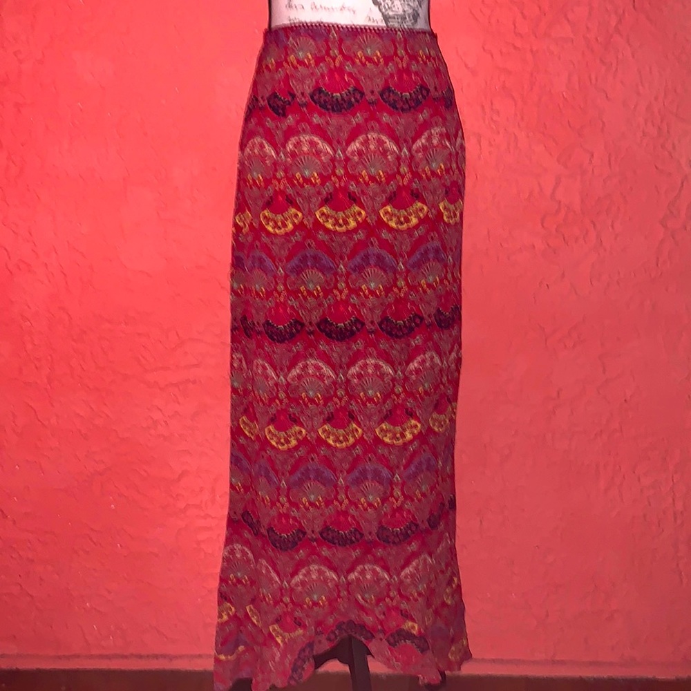 ❤️Vintage 90’s Fan Print Boho Slip Maxi Skirt